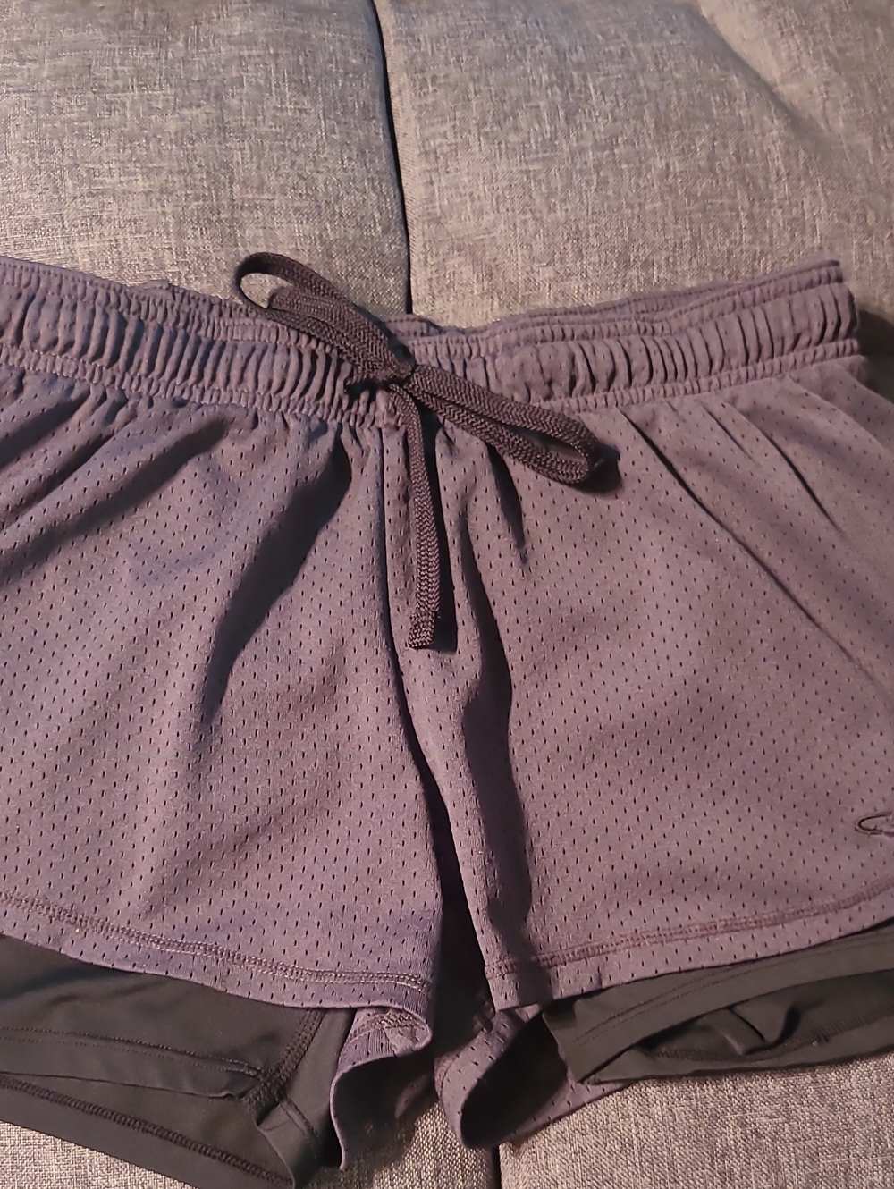 Champion Black Layered Mesh Athletic Shorts with Black Liner